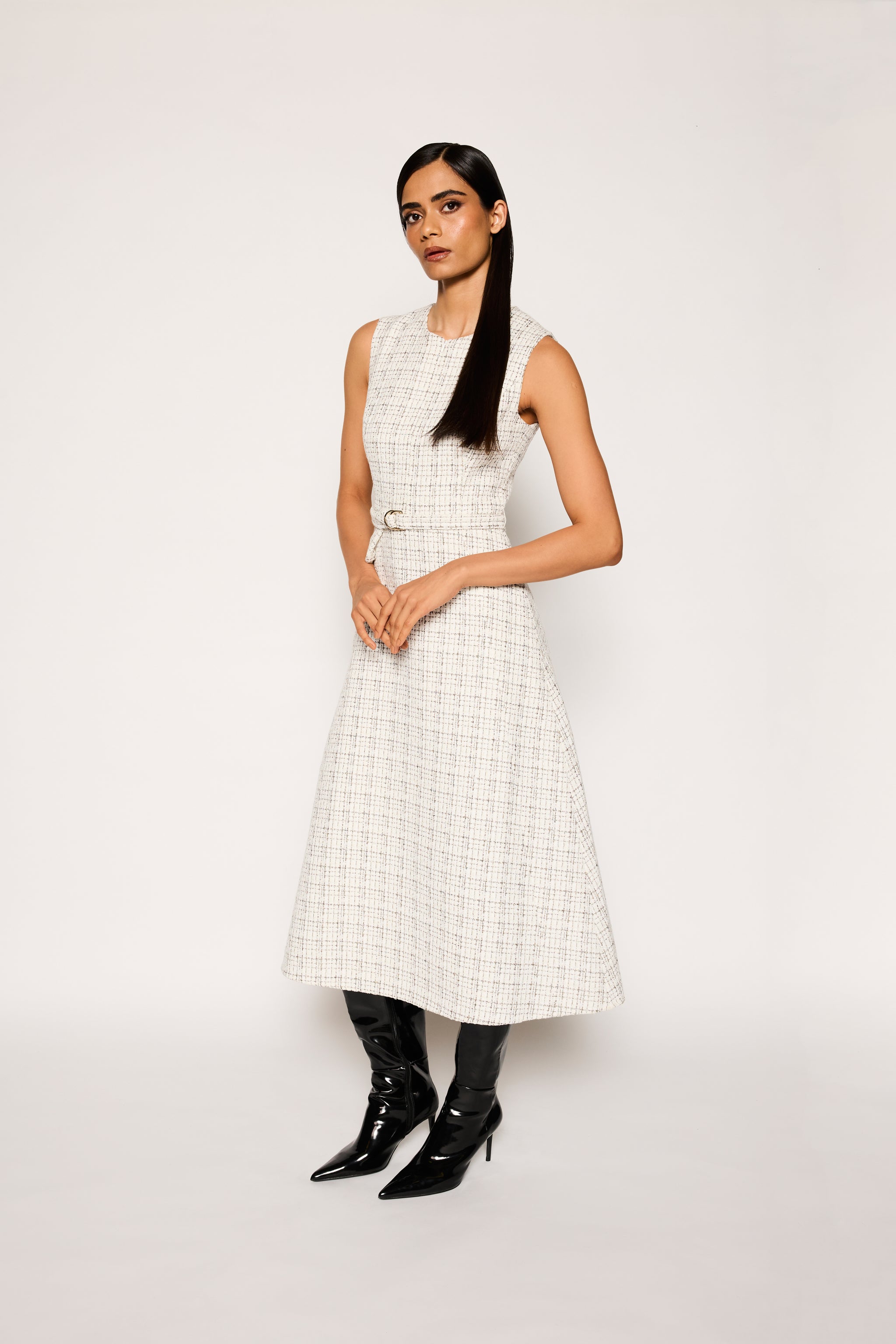 Deputy Sleeveless Dress | Monochrome Tweed – Karen Gee