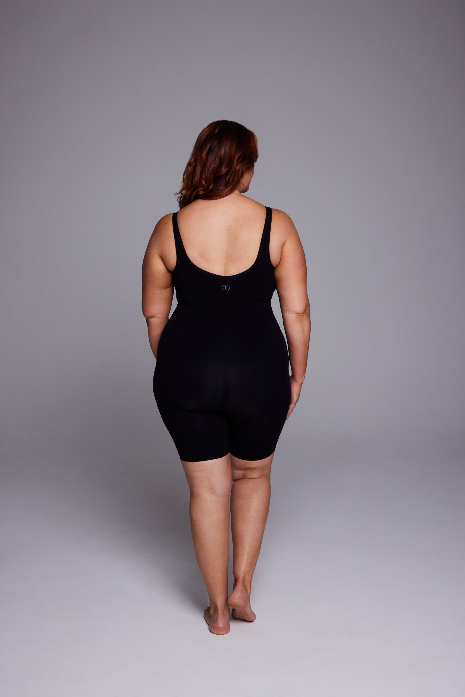 Round Neck Strap Mid-Thigh Bodysuit | Black Beauty