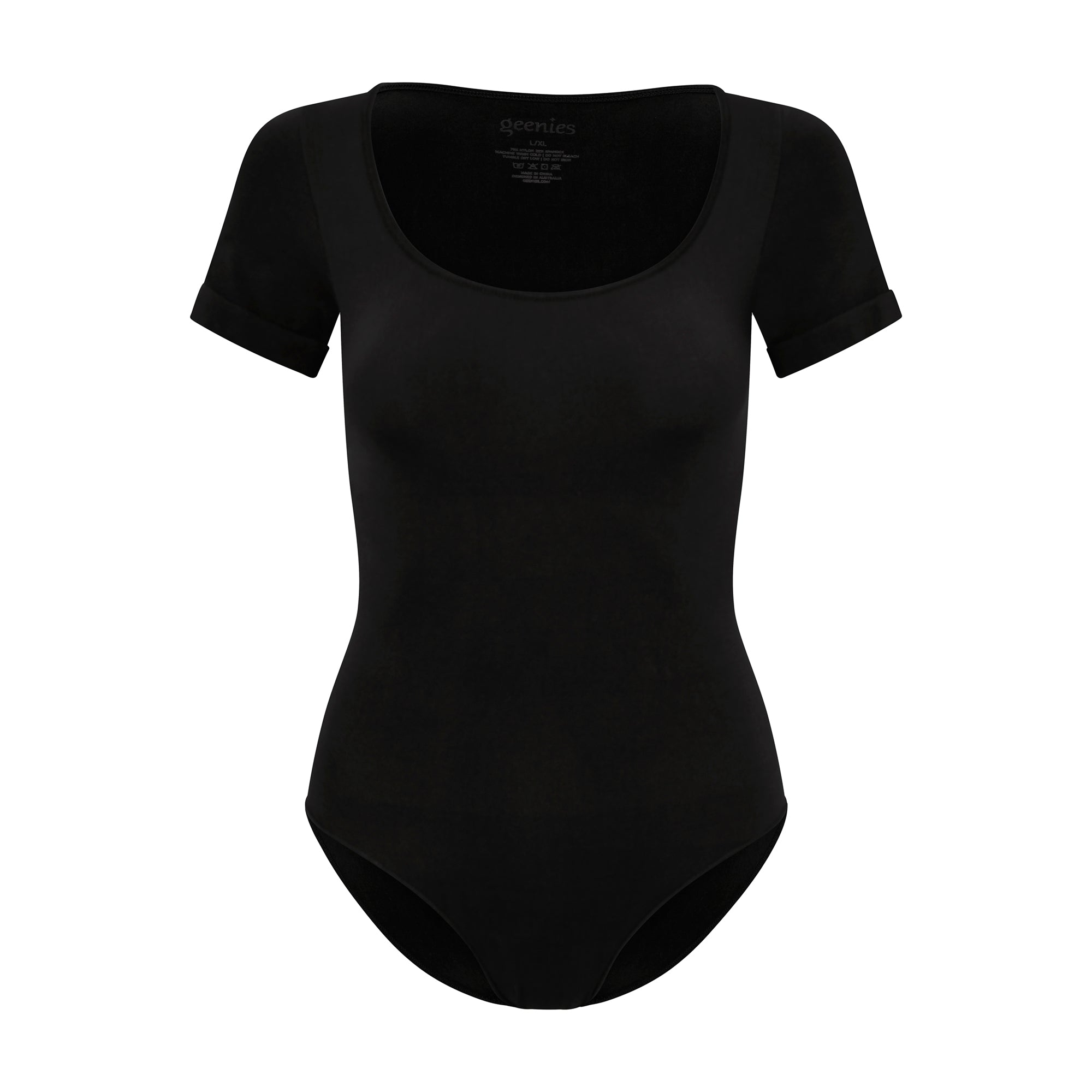 V-Neck Sleeve Brief Bodysuit | Black Beauty